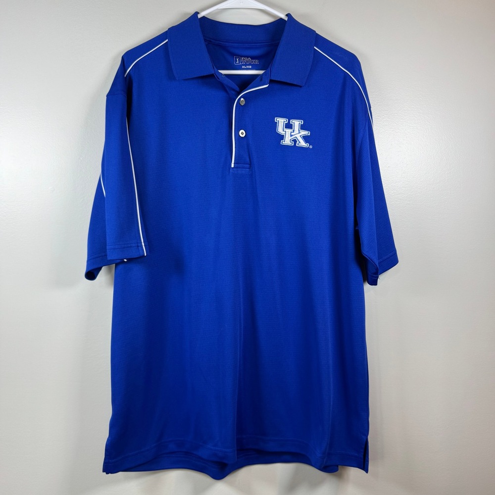 PGA Tour Kentucky Wildcats Blue Golf Polo Mens XL‎ UK NCAA Short Sleeve Fan Gear
